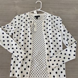 NWT Jcrew Jackie cardigan and shell polka dot 2 pc set